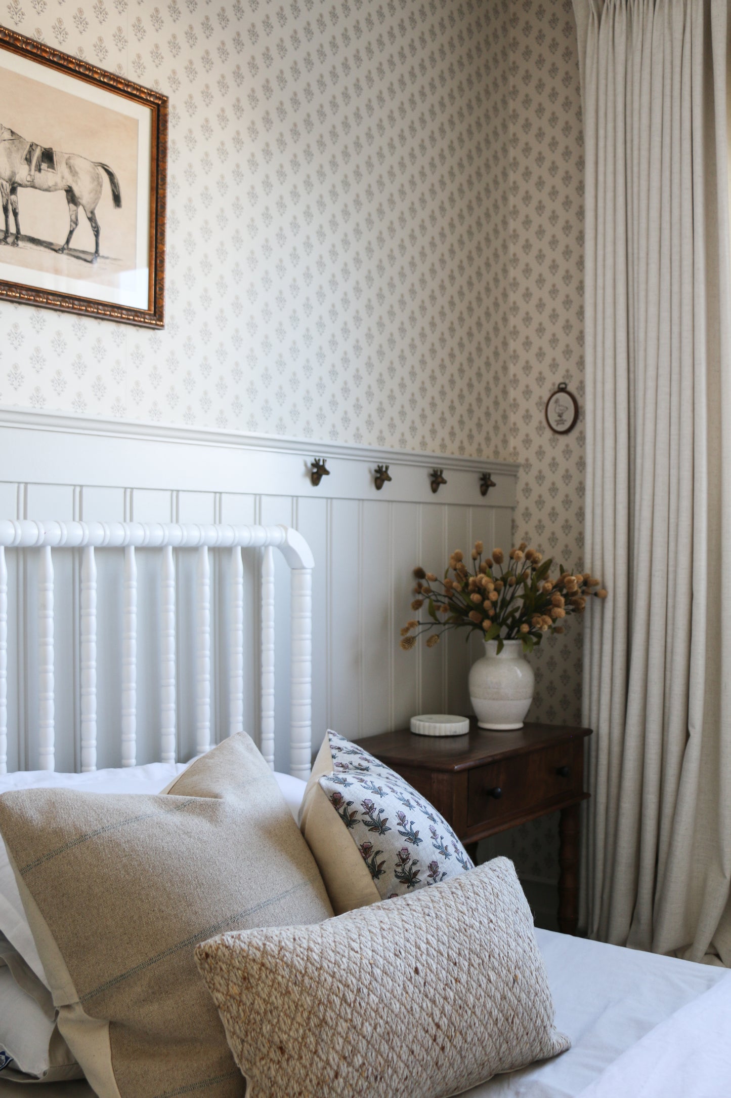 Vintage Style Rose Tarlow Faso Throw Pillow Cover, Sand and Blue Stripe