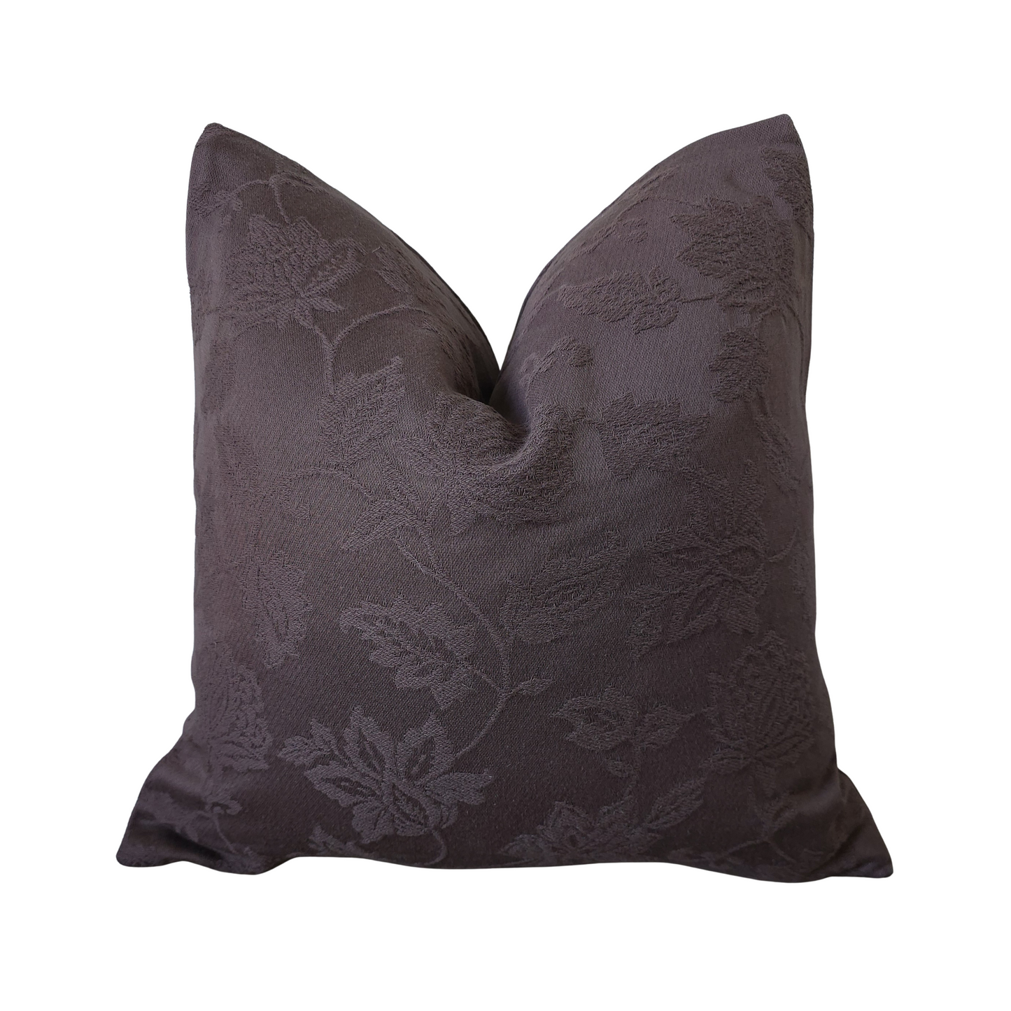 Sophisticated Charcoal Jacquard 20x20 Pillow Cover – Subtle Floral Elegance