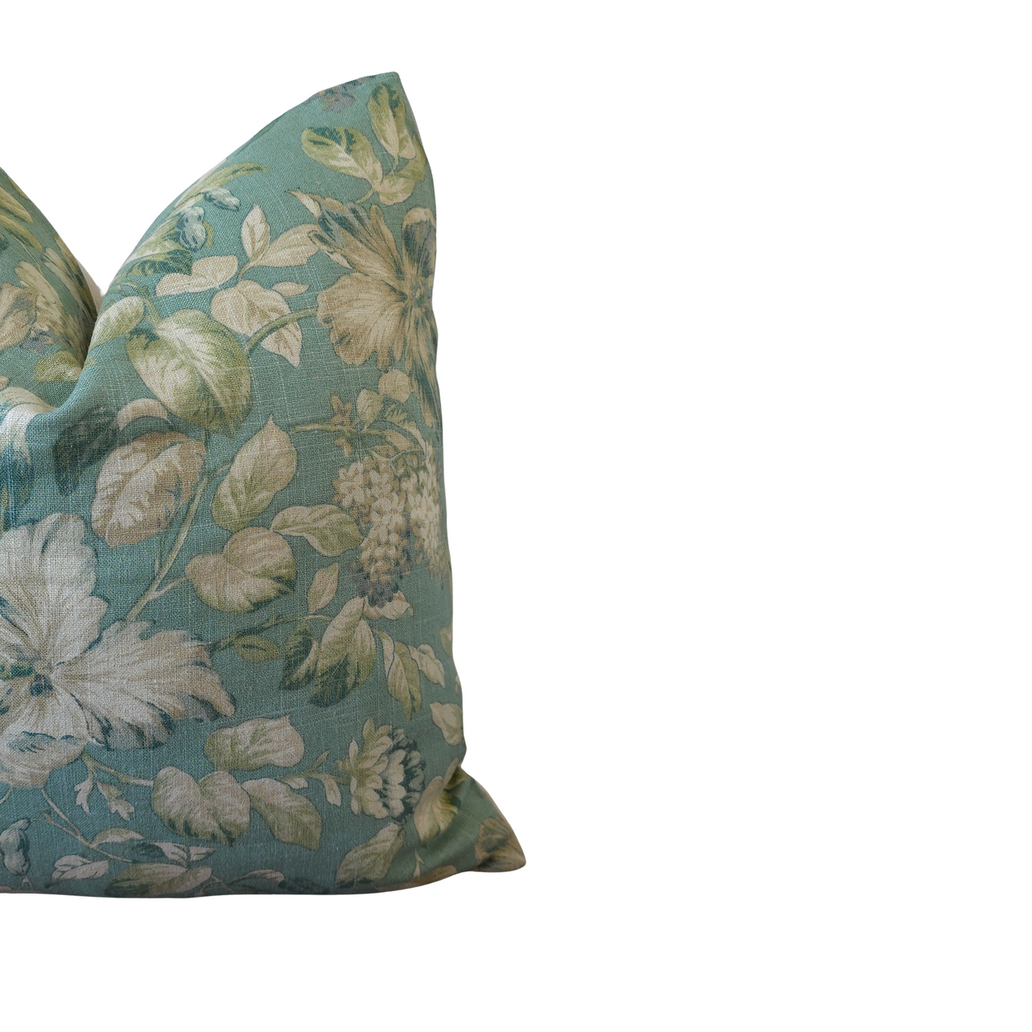Serene Blue-Green Floral Chintz Throw Pillow Cover | 20x20 Decorative Accent