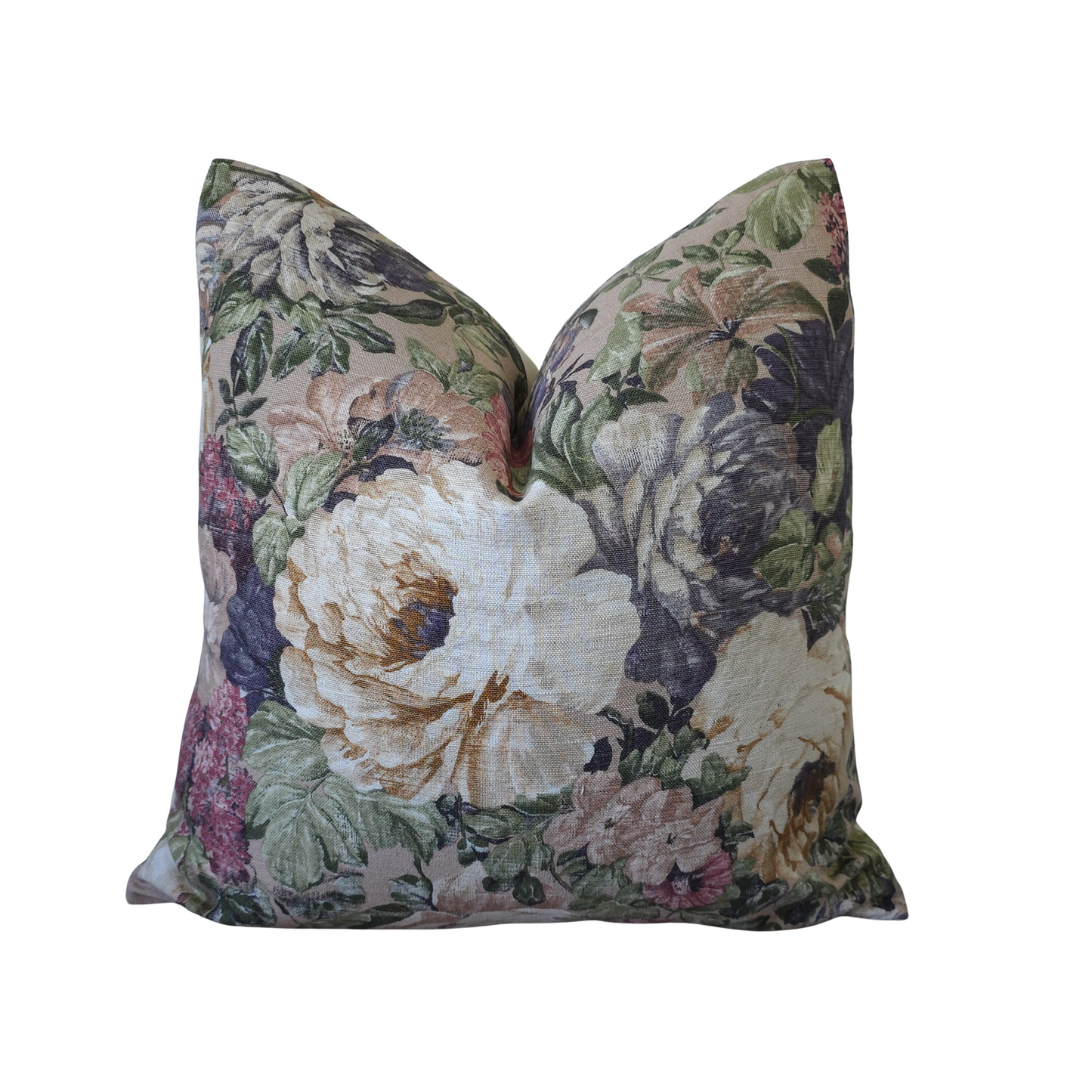 Elegant Grand Floral 20x20 Pillow Cover – Earthy Tones & Timeless Charm