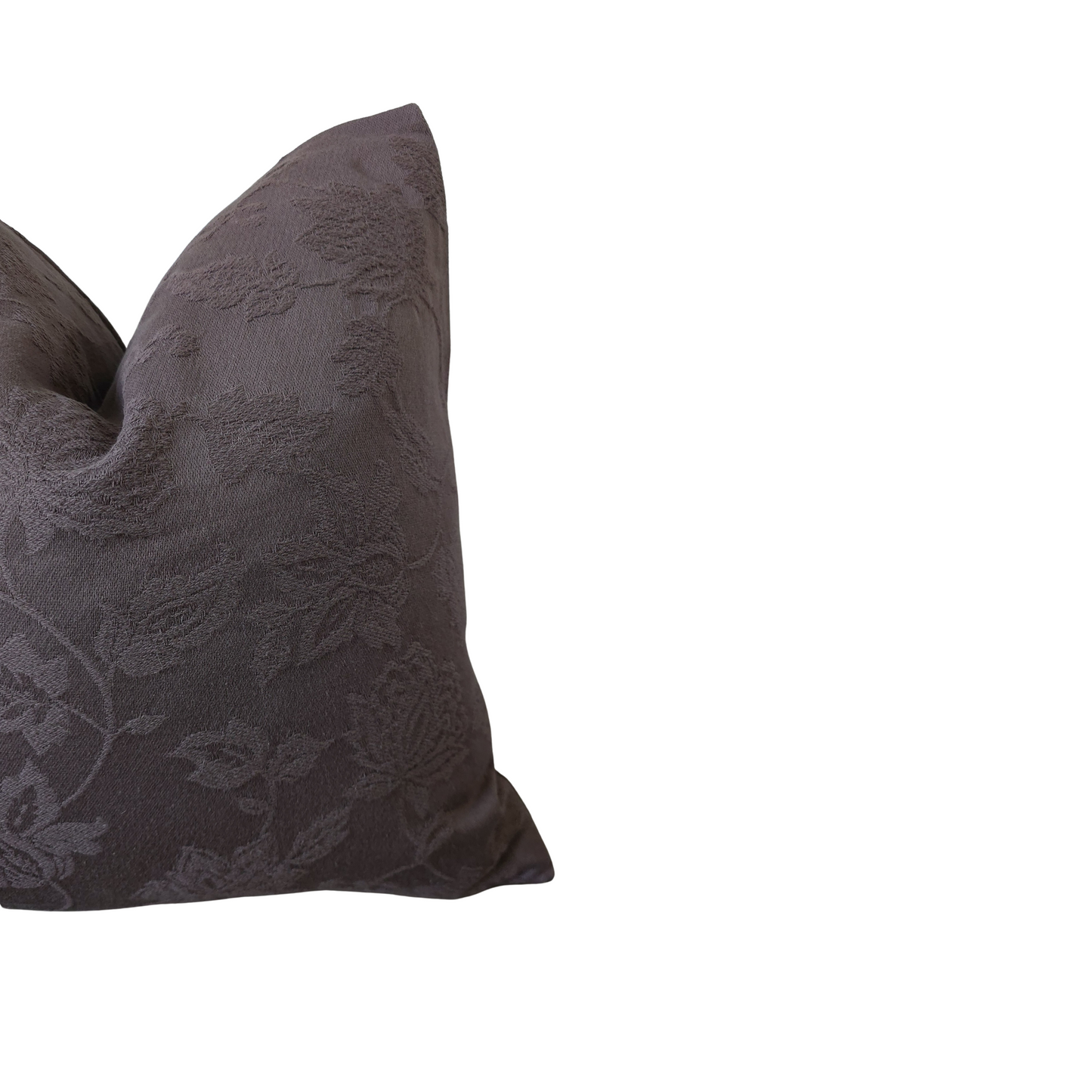 Sophisticated Charcoal Jacquard 20x20 Pillow Cover – Subtle Floral Elegance
