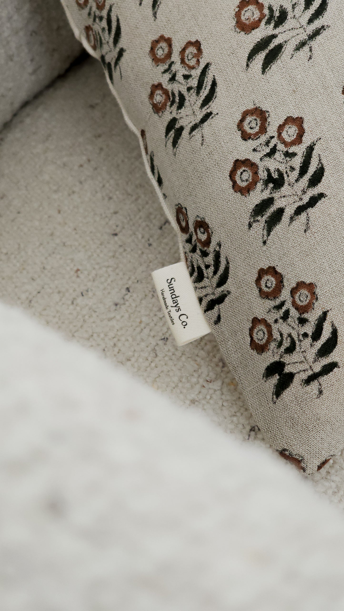 WILLA || Rust and green floral block print linen throw pillow cover, amber interiors inspired pillows, traditional floral prints, modern pillows