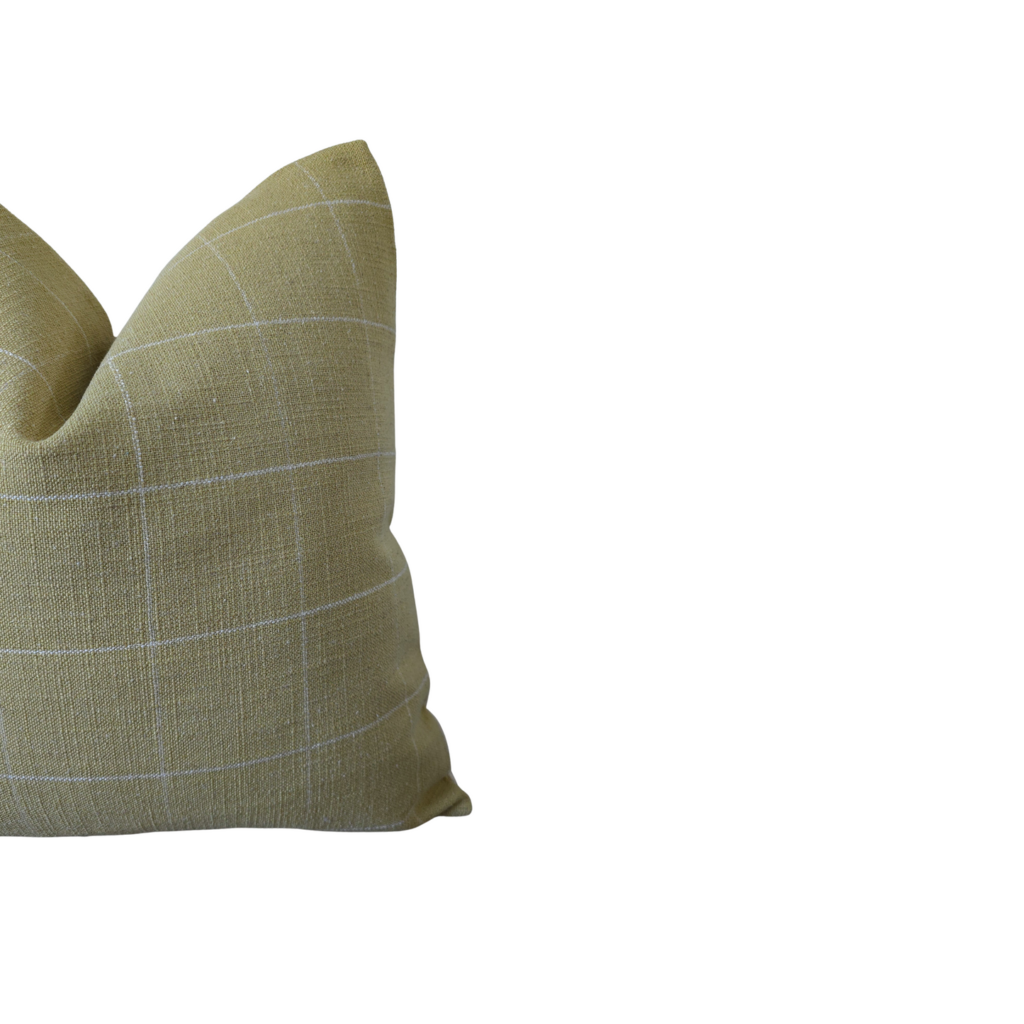 Modern Farmhouse 20x20 Windowpane Grid Pillow Cover – Natural Green & White Accent