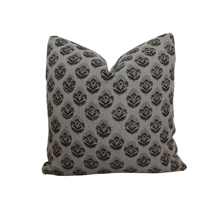 "Dorothy" Linen Blockprint Throw Pillow