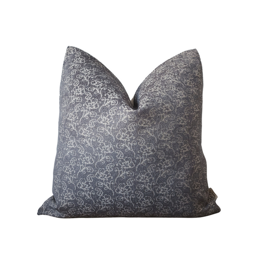 "Bett" Floral Gray/Blue Textured Throw Pillow