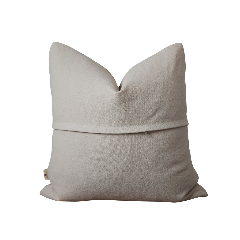 ELIZA || Neutral Green Block Print Leaf Pattern Throw Pillow Cover. Linen Block Print With Green Botanical Pattern.