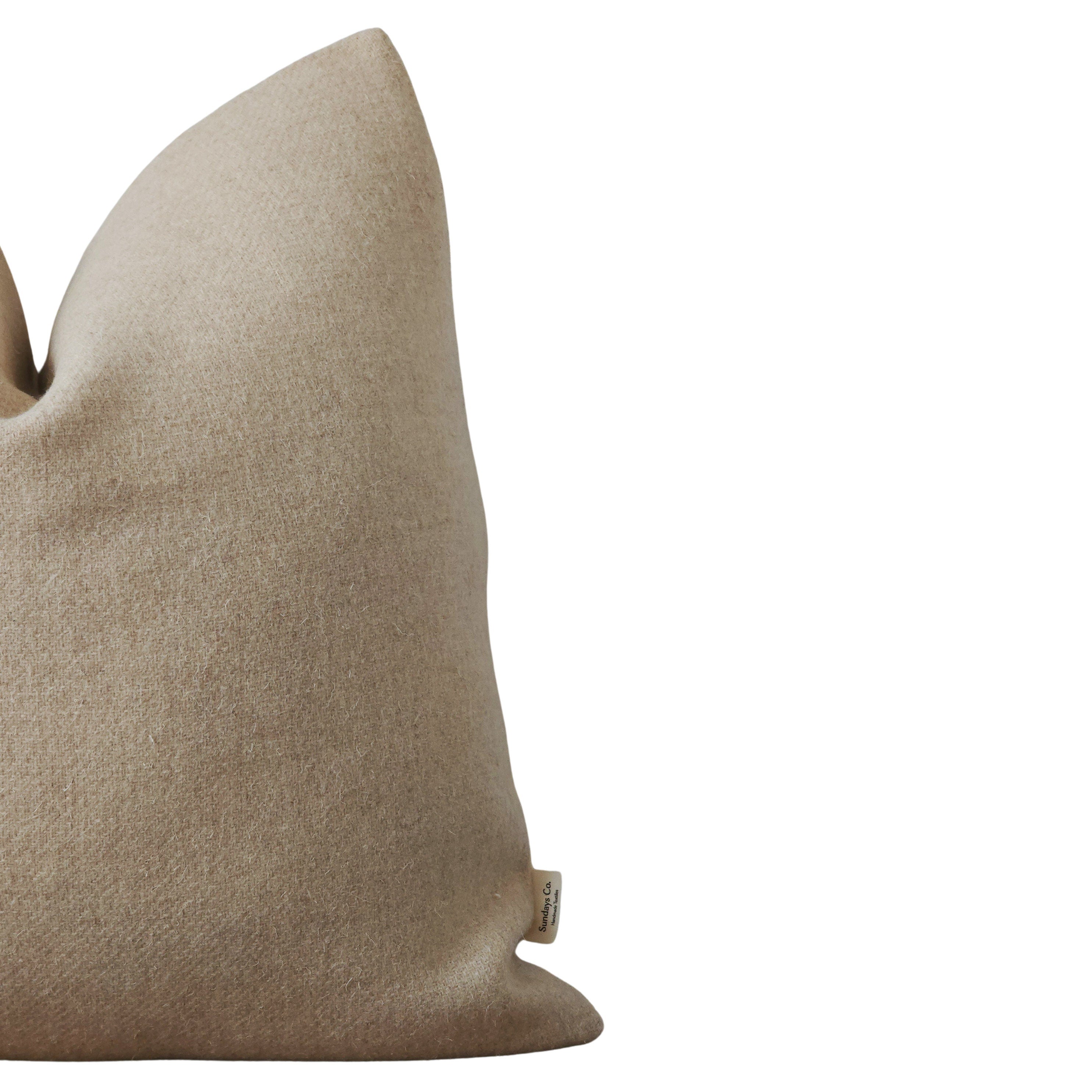 Organic 100% Wool Throw Pillow. High Texture, Natural Wool, Heavy Weight Throw Pillow Cover. Un-dyed Organic Wool Pillow Cover. (RTS)