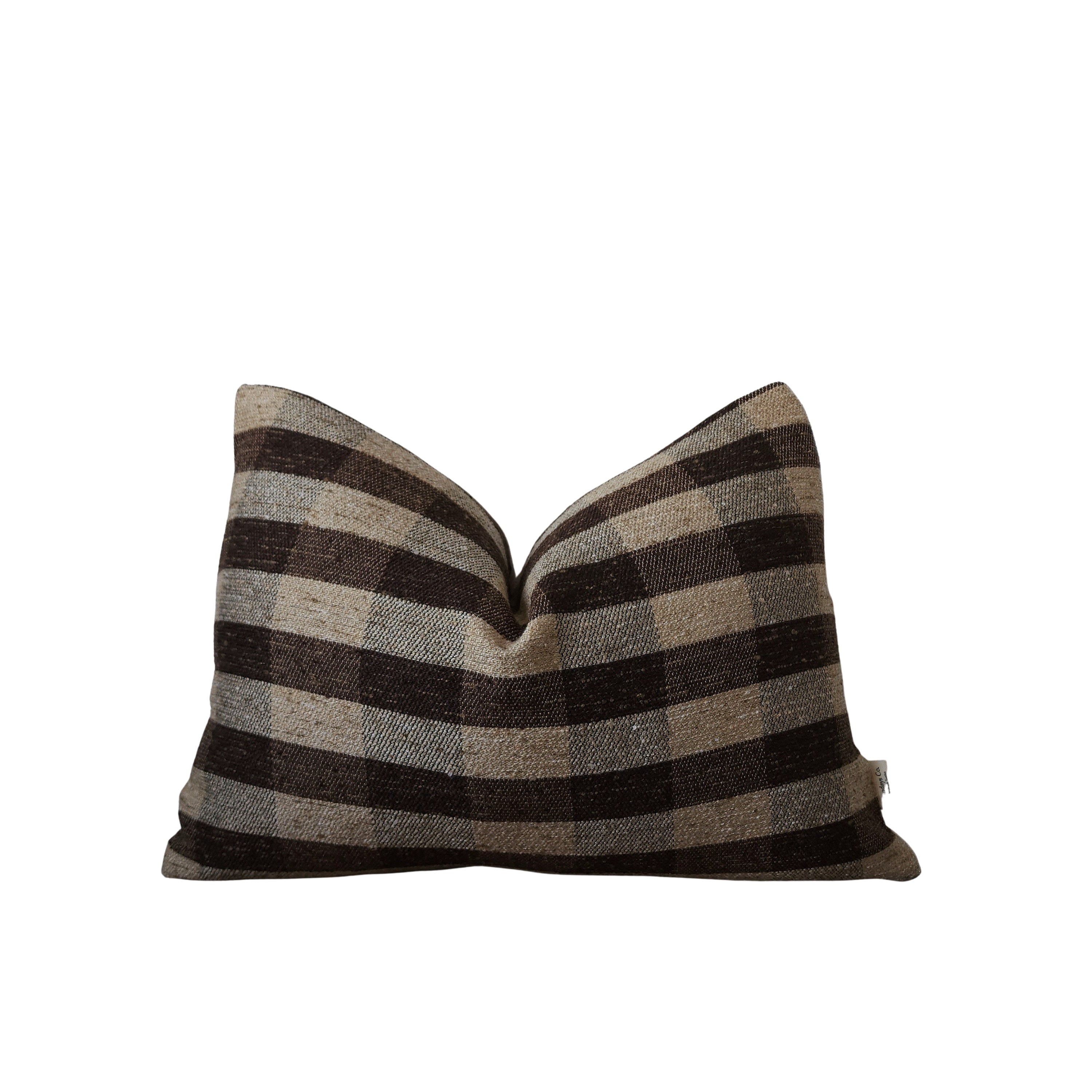JACK || Brown and Tan Check Throw Pillow Cover. Warm Toned Check Throw Pillow, Brown Plaid Textured Throw Pillow Cover. (RTS)
