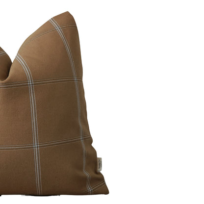 BEN || Brown Check Neutral Throw Pillow, Warm Toned Plaid Throw Pillow, Rustic Check Throw Pillow.