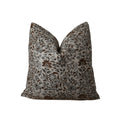 BRANDI || Brown and Gray Floral Block Print Throw Pillow Cover. Earthy Linen Throw Pillow Covers, Summer Living Room Decor. (RTS)