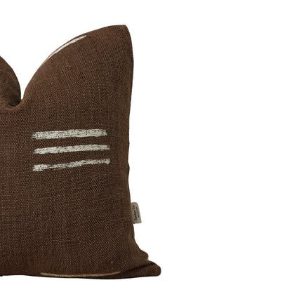 HENRY || Handwoven brown grain sack throw pillow cover, vintage style, high texture throw pillow. Painted stripe throw pillow cover, neutral decor