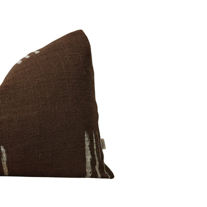 HENRY || Handwoven brown grain sack throw pillow cover, vintage style, high texture throw pillow. Painted stripe throw pillow cover, neutral decor