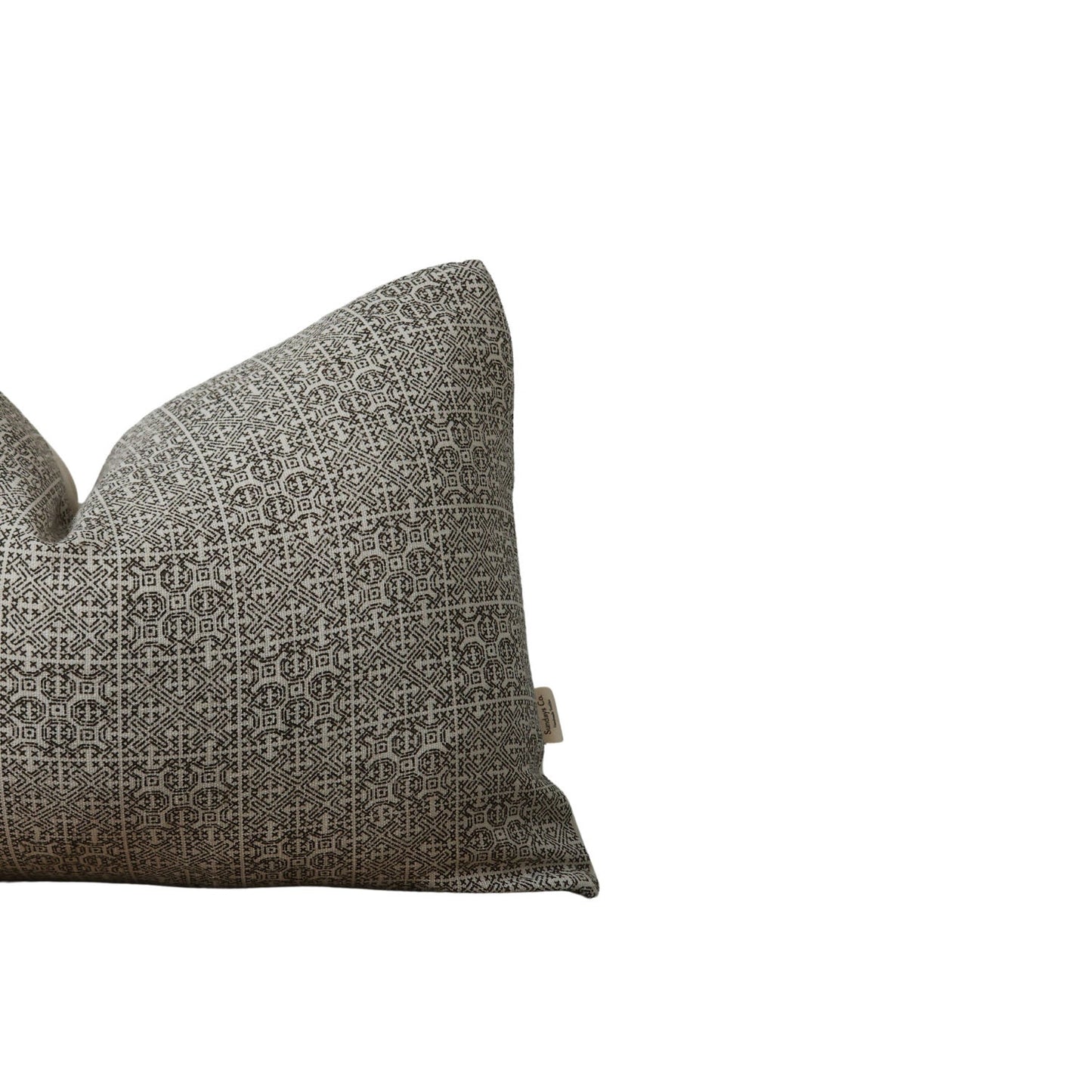GRETTA || Brown and Off White Geometric Throw Pillow. Equestrian Style Throw Pillow, Modern Check Throw Pillow Cover, Patterned Throw Pillow (RTS)