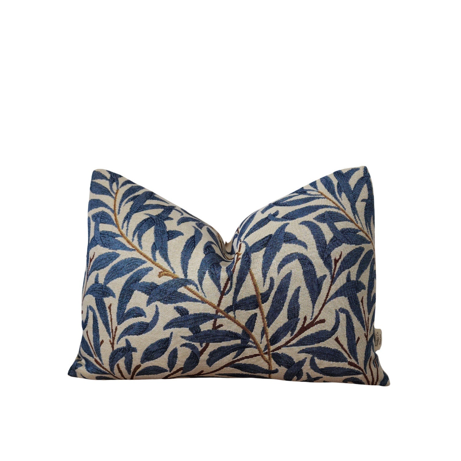 GWENETH || Blue Floral Tapestry Throw Pillow, Vintage Inspired French Tapestry Pillow. Bold Floral Pillow Cover with High Texture