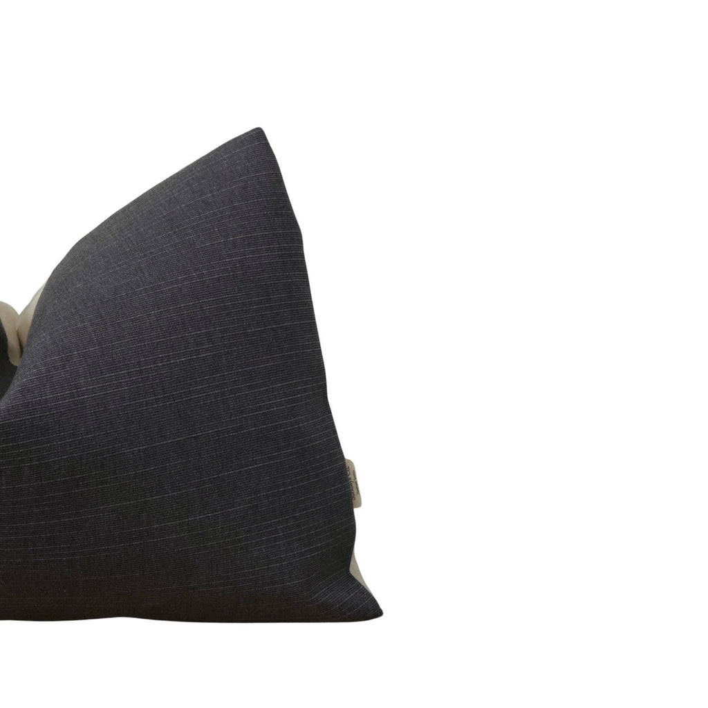 OCEAN || Deep Neutral Blue Outdoor Throw Pillow Cover. Sunbrella Jacquard Neutral Patio Throw Pillows. Neutral Patio Decor