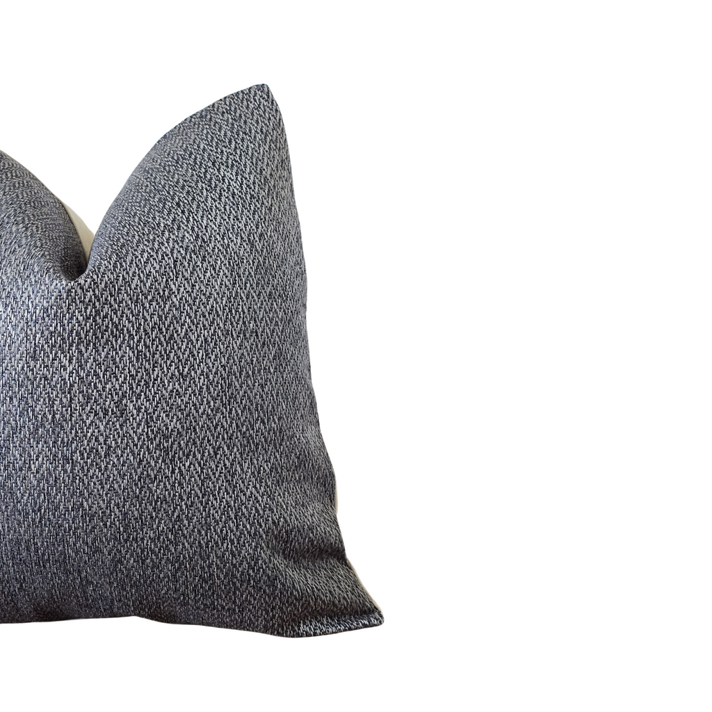 Ashen Charcoal & Silver Textured Weave Pillow Cover