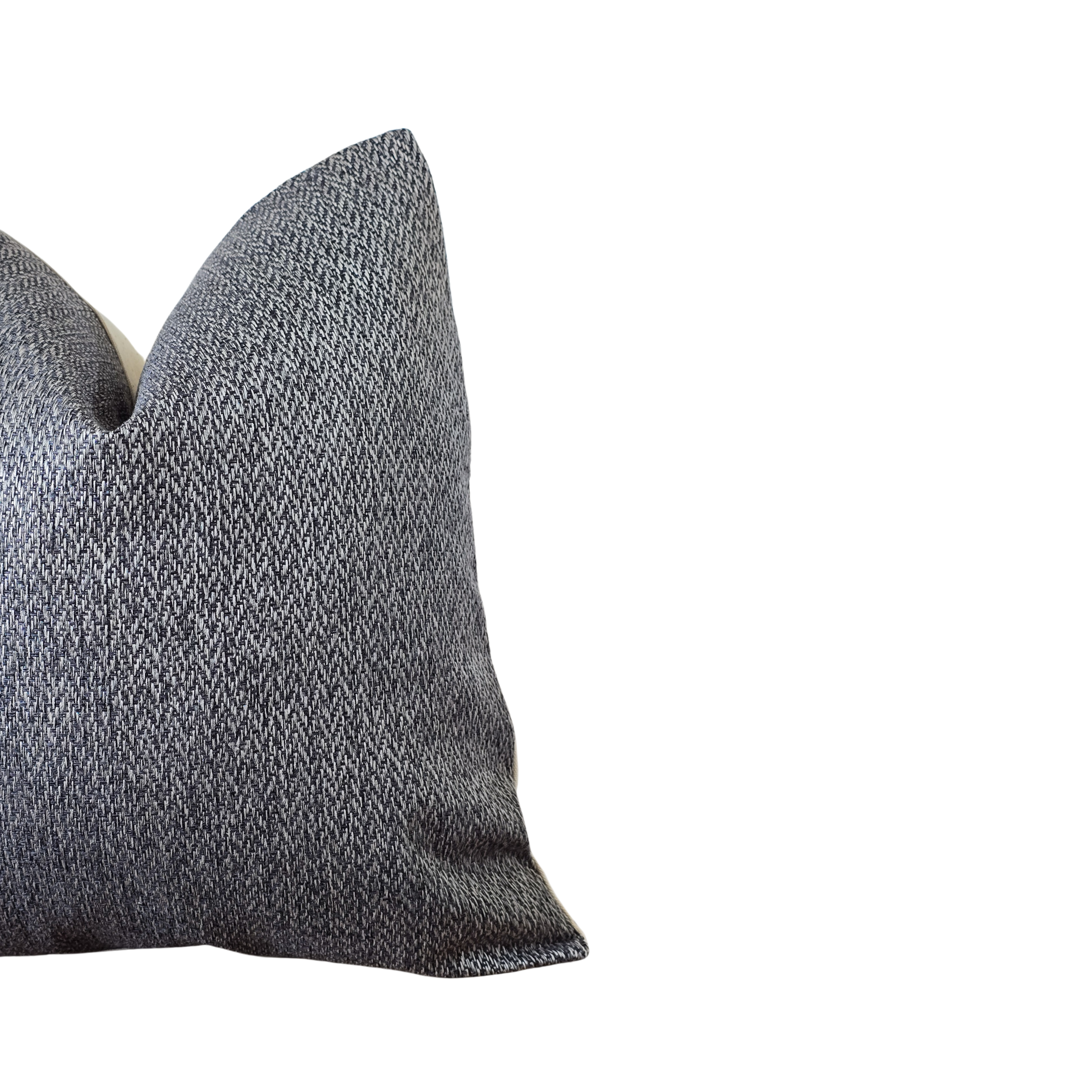 Ashen Charcoal & Silver Textured Weave Pillow Cover