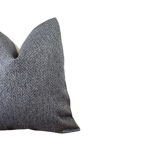 Ashen Charcoal & Silver Textured Weave Pillow Cover