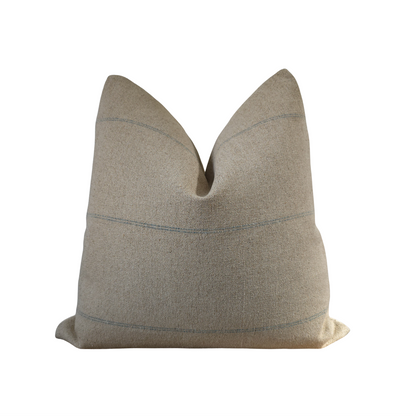 Vintage Style Rose Tarlow Faso Throw Pillow Cover, Sand and Blue Stripe