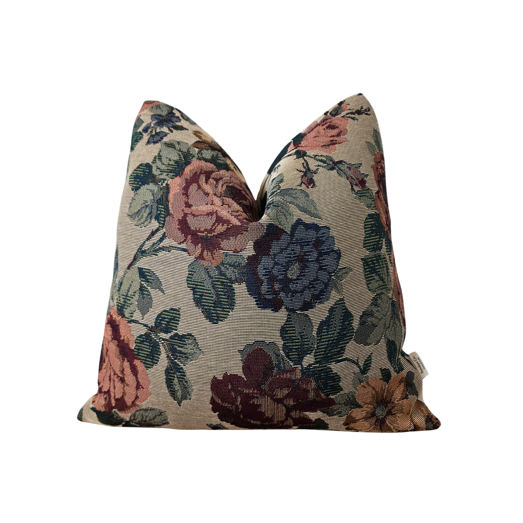 ELLIE || Floral Tapestry Throw Pillow, Vintage Inspired French Tapestry Pillow. Bold Floral Pillow Cover with High Texture (RTS)