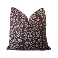 Burgundy Dainty Floral Blockprint Throw Pillow Cover