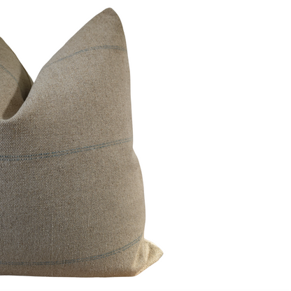 Vintage Style Rose Tarlow Faso Throw Pillow Cover, Sand and Blue Stripe
