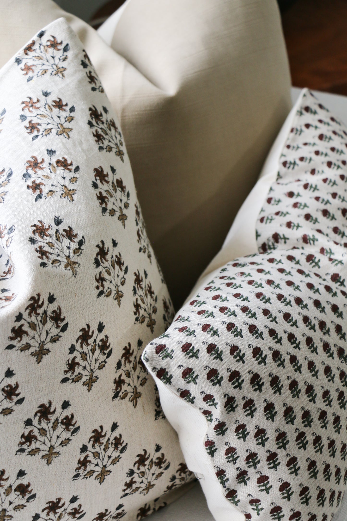 MILLIE || Hand Block Printed Floral Throw Pillow Cover. (RTS)