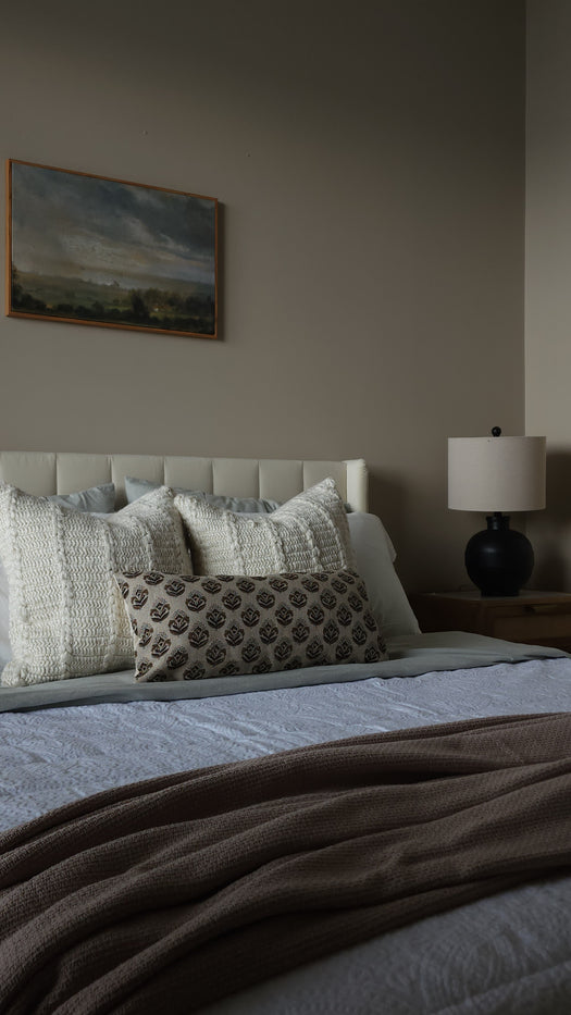 "Dorothy" Linen Blockprint Throw Pillow