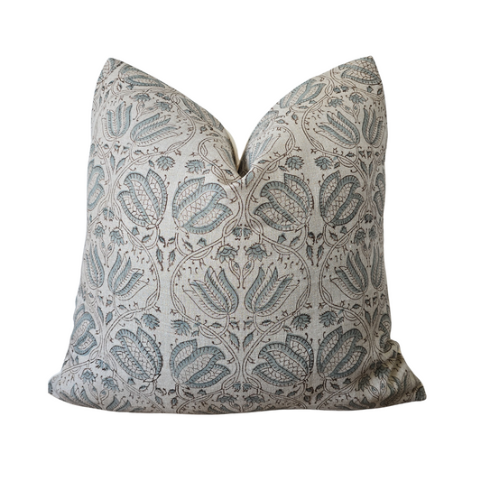 Coastal Blockprint Throw Pillow Cover