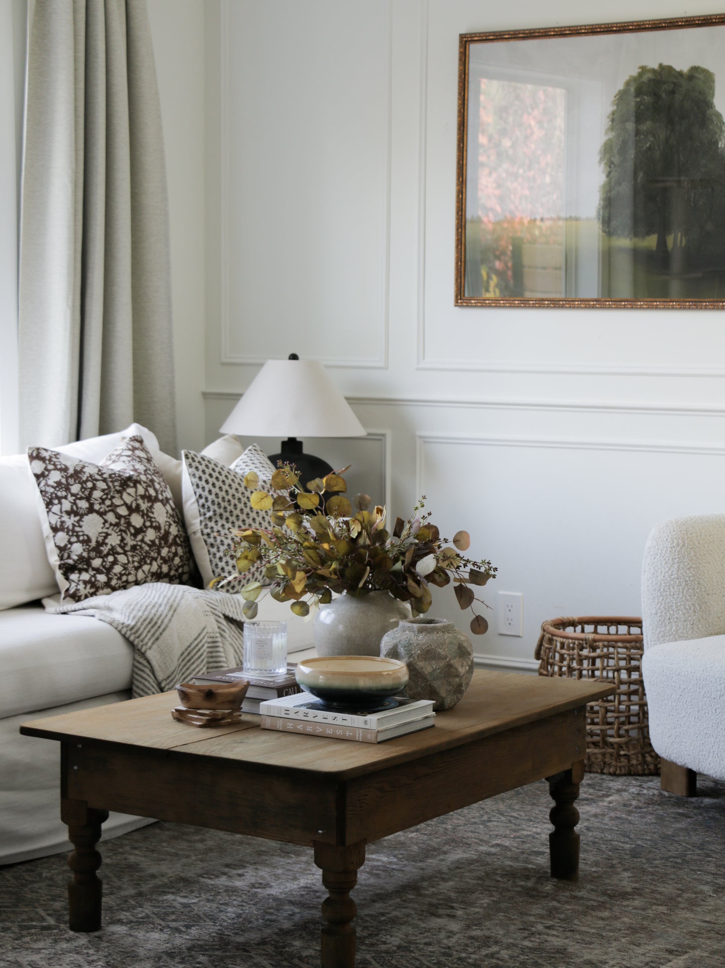 RUSSEL || Brown / Burgundy Floral Block Print Throw Pillow Cover.