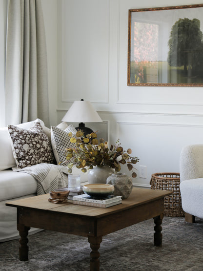RUSSEL || Brown / Burgundy Floral Block Print Throw Pillow Cover.