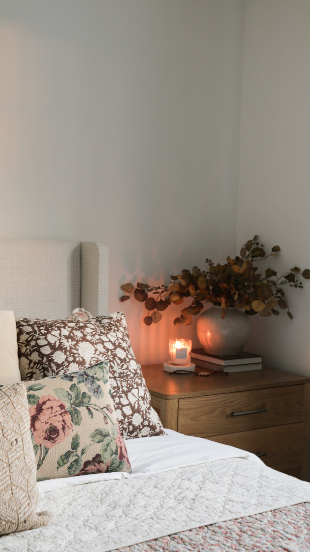 RUSSEL || Brown / Burgundy Floral Block Print Throw Pillow Cover.