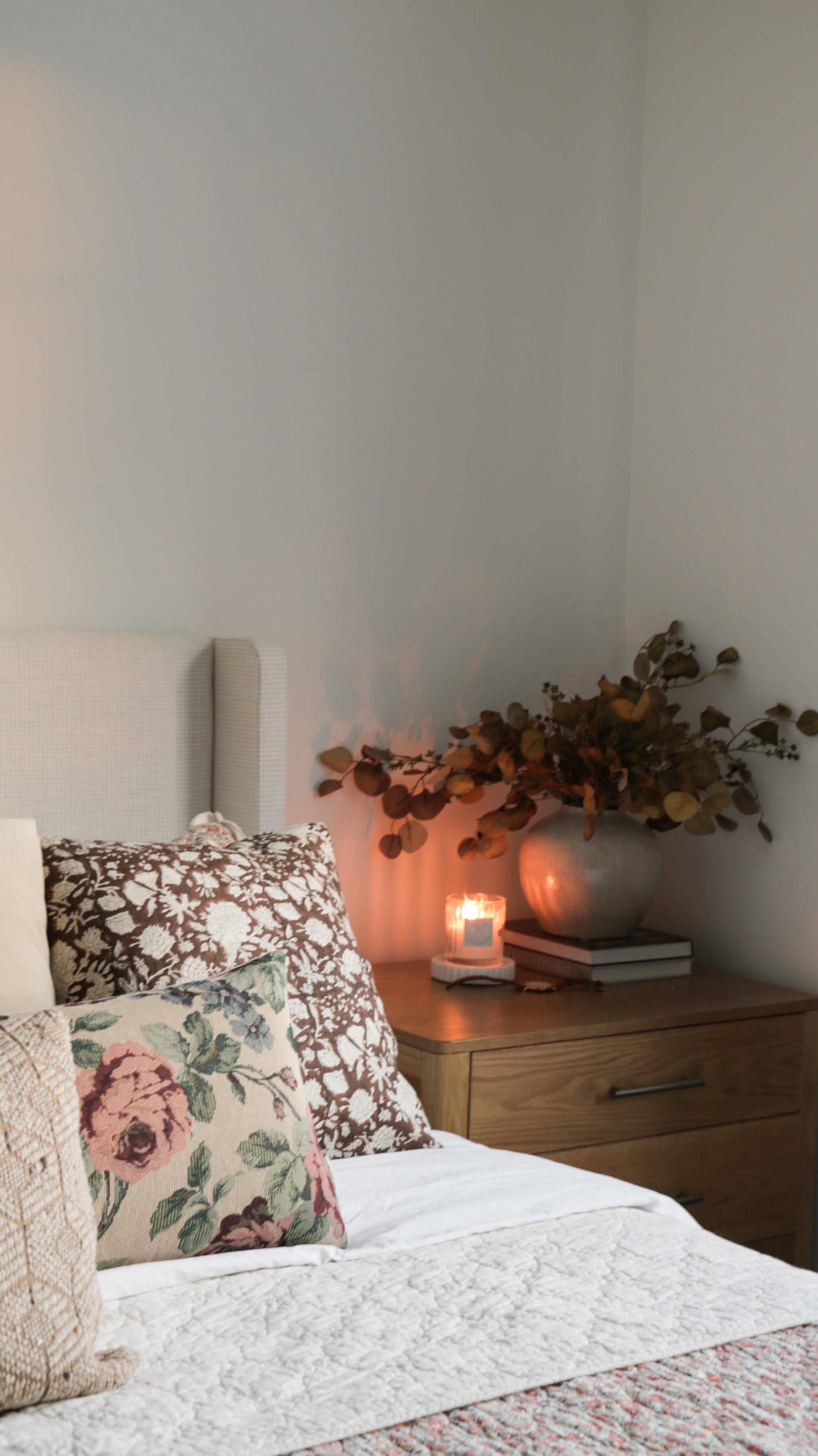 RUSSEL || Brown / Burgundy Floral Block Print Throw Pillow Cover.