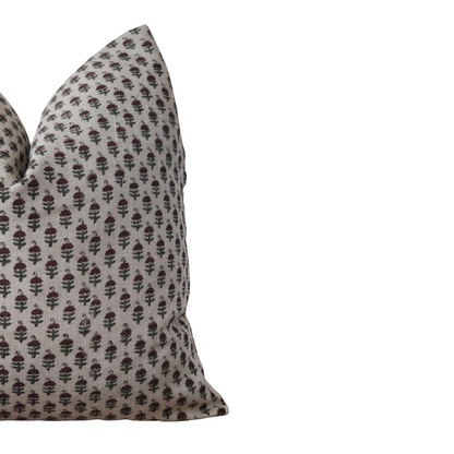 KELSEY || Dainty Flower Hand Block Print Throw Pillow Cover.