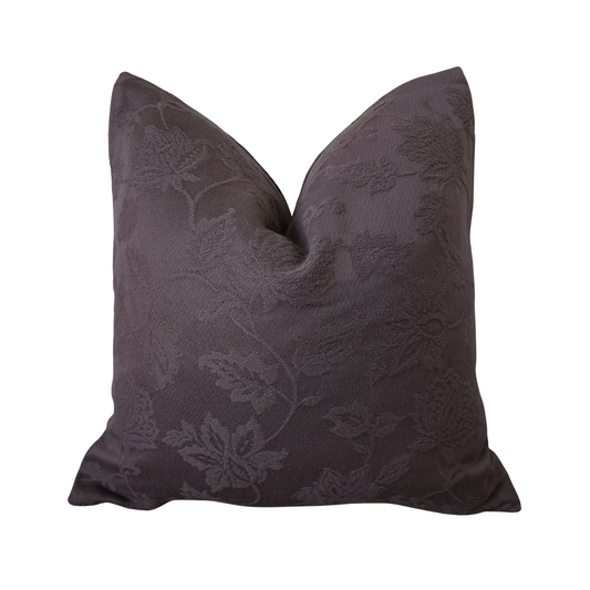 Sophisticated Charcoal Jacquard 20x20 Pillow Cover – Subtle Floral Elegance
