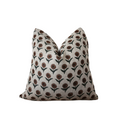 DALIA || Daisy floral block print throw pillow cover, bold pattern linen pillow, green and rust summer/ spring pillow cover