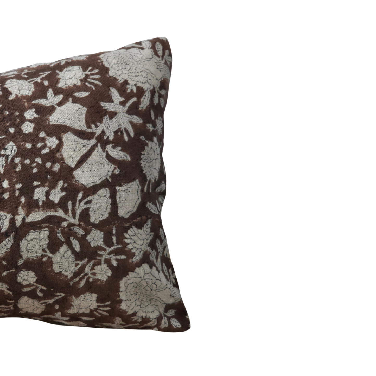 RUSSEL || Brown / Burgundy Floral Block Print Throw Pillow Cover.