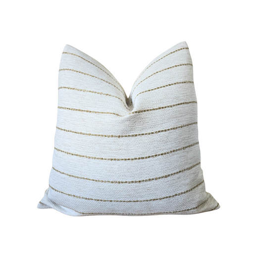 Horizon Ivory & Gold Textured Stripe Pillow Cover