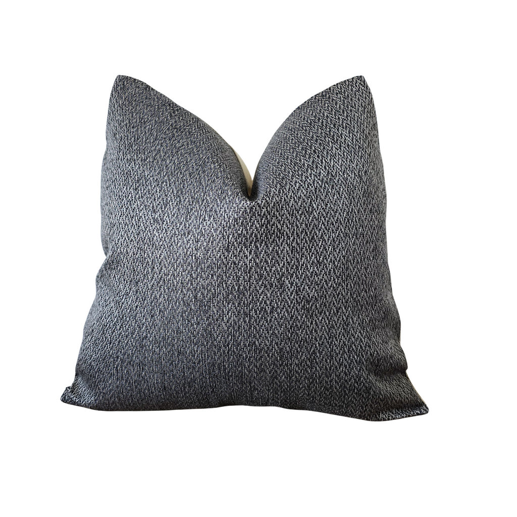 Ashen Charcoal & Silver Textured Weave Pillow Cover