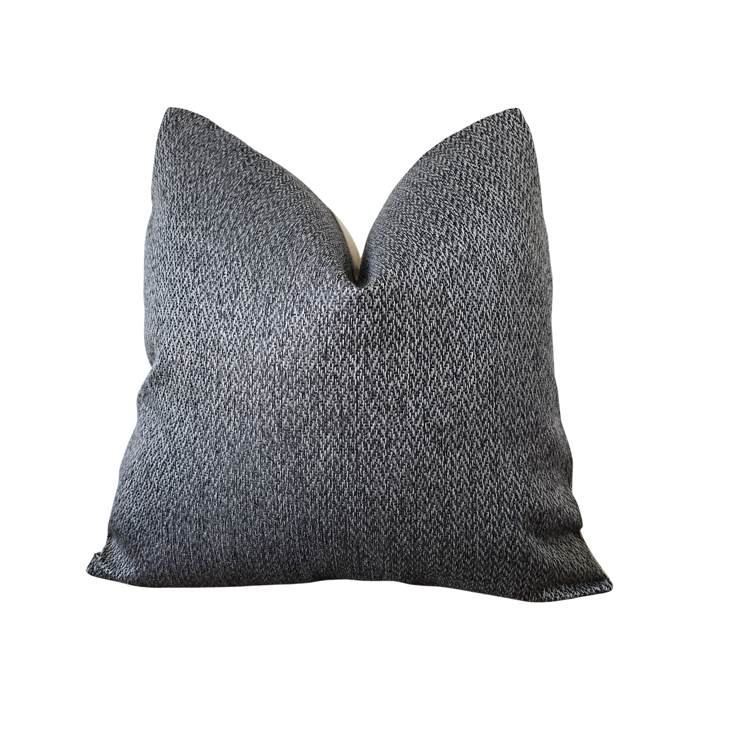 Ashen Charcoal & Silver Textured Weave Pillow Cover