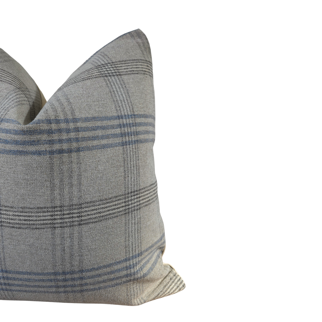 Neutral Gray Plaid Throw Pillow Cover - Classic Woven Texture - Modern Farmhouse Style