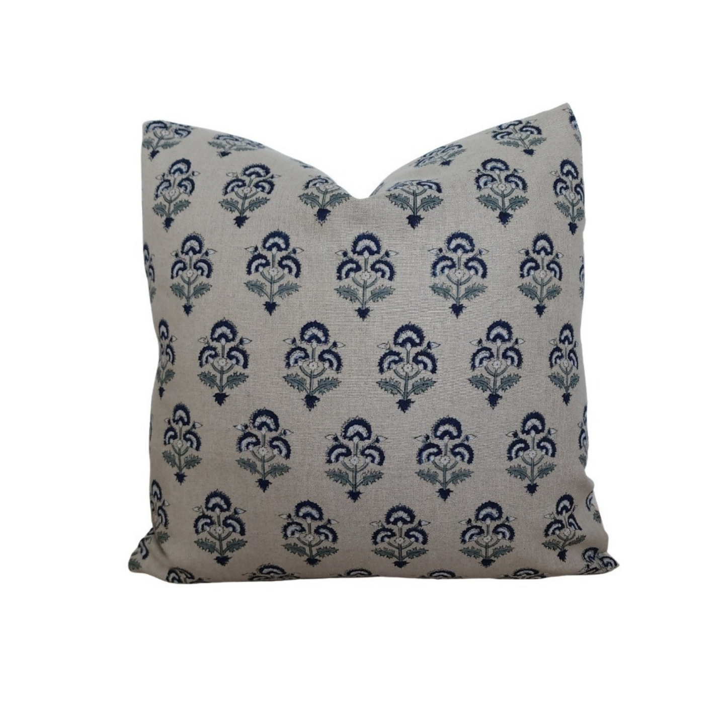 Blue Block Print Throw Pillow