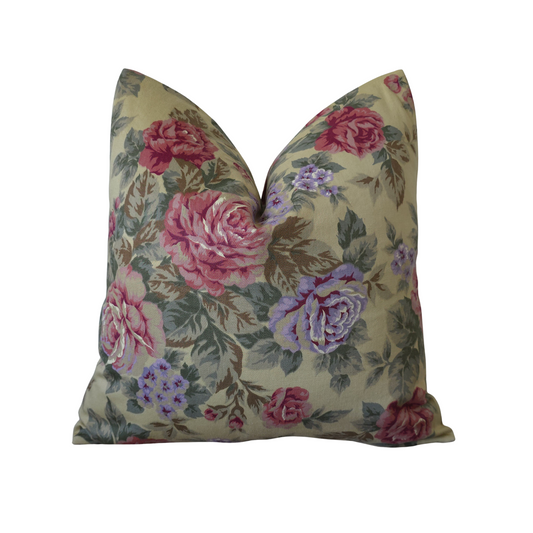 Romantic Garden 20x20/ 12x20 Pillow Cover – Lush Floral Print with Pink & Lavender Hues