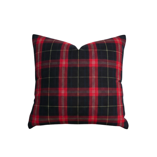 Cozy Classic Red and Black Plaid Throw Pillow Cover