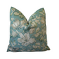 Serene Blue-Green Floral Chintz Throw Pillow Cover | 20x20 Decorative Accent