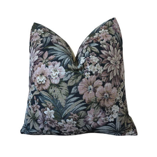 Dramatic Midnight Bloom 20x20 Pillow Cover – Rich Floral Tapestry for Elegant Interiors