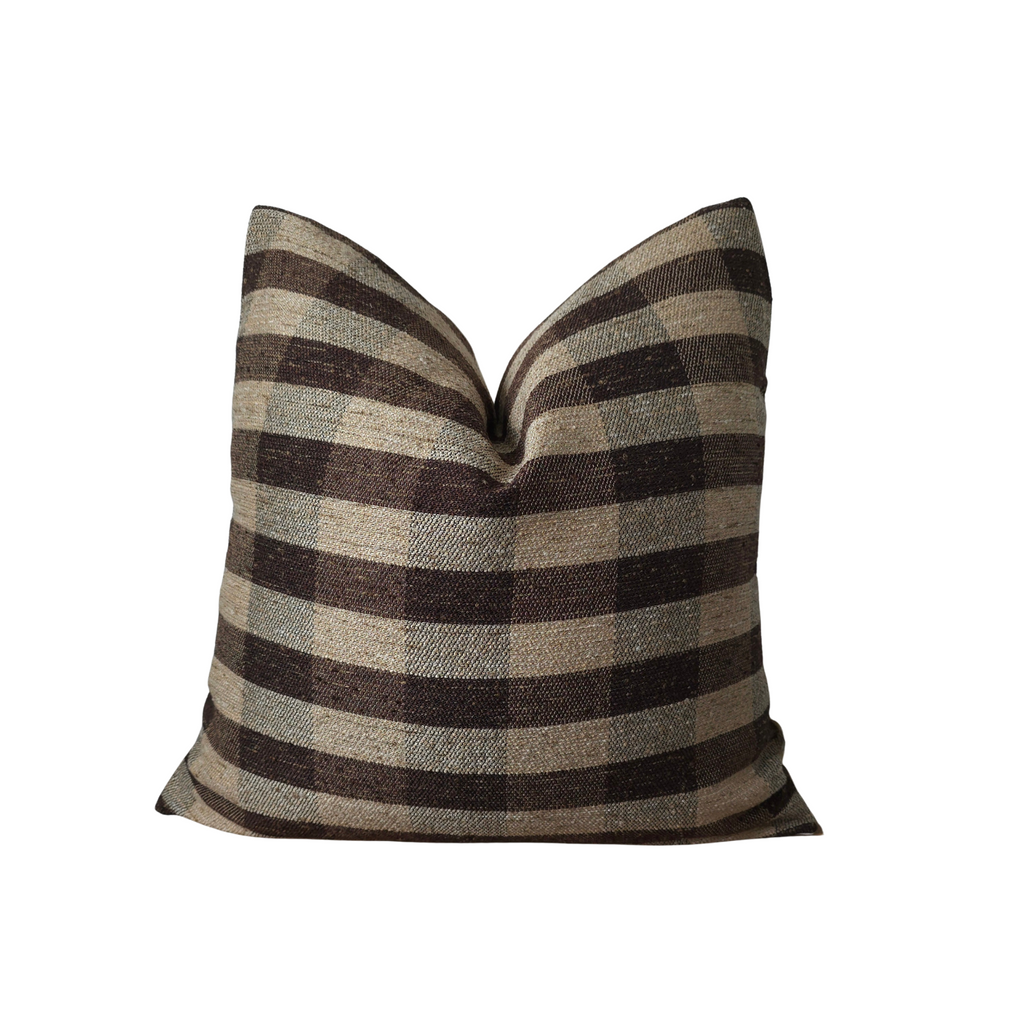 JACK || Brown and Tan Check Throw Pillow Cover. Warm Toned Check Throw Pillow, Brown Plaid Textured Throw Pillow Cover. (RTS)
