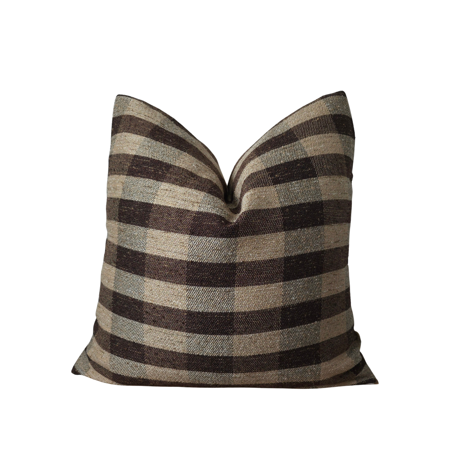 JACK || Brown and Tan Check Throw Pillow Cover. Warm Toned Check Throw Pillow, Brown Plaid Textured Throw Pillow Cover. (RTS)