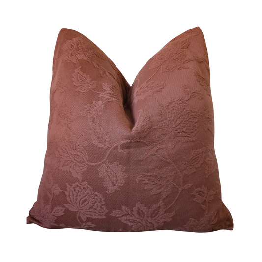 Elegant Rust Floral Jacquard Throw Pillow Cover | Decorative Accent Cushion 20x20