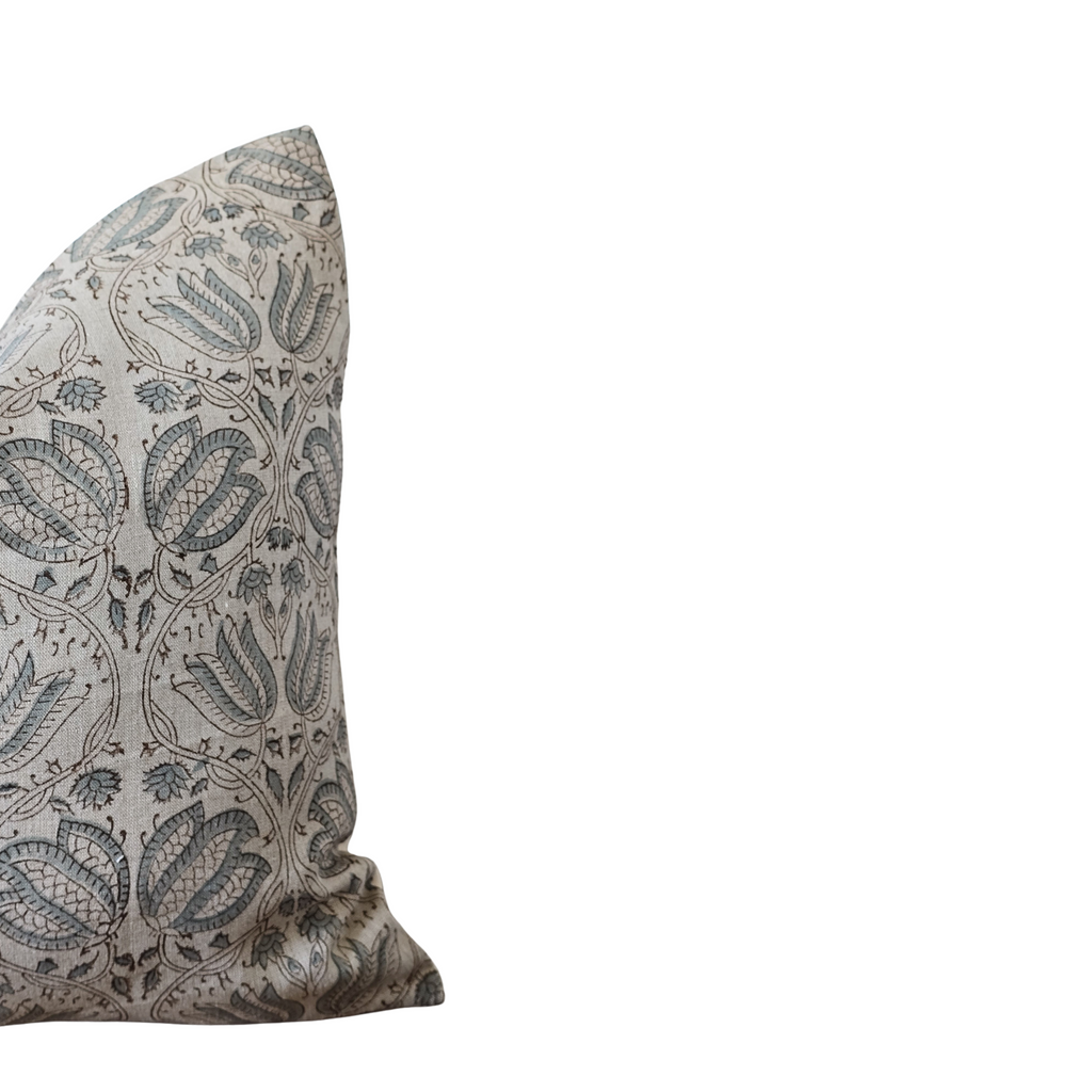 Coastal Blockprint Throw Pillow Cover